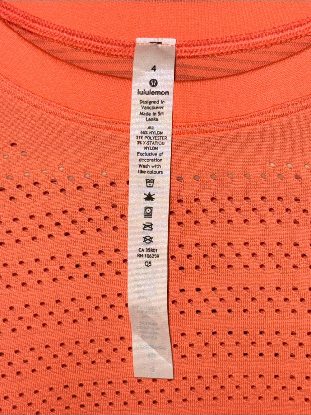 NWT Lululemon Breeze By Short Sleeve Size 4 Light Coral Perforated - Picture 3 of 6